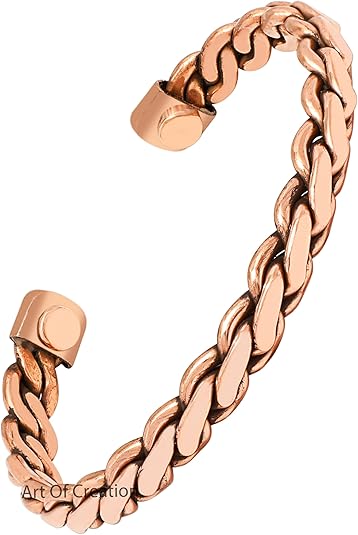 Art Of Creation Handmade Pure Copper Bracelet For Unisex Adjustable Bracelets | Cuff And Kada For Men and Women |