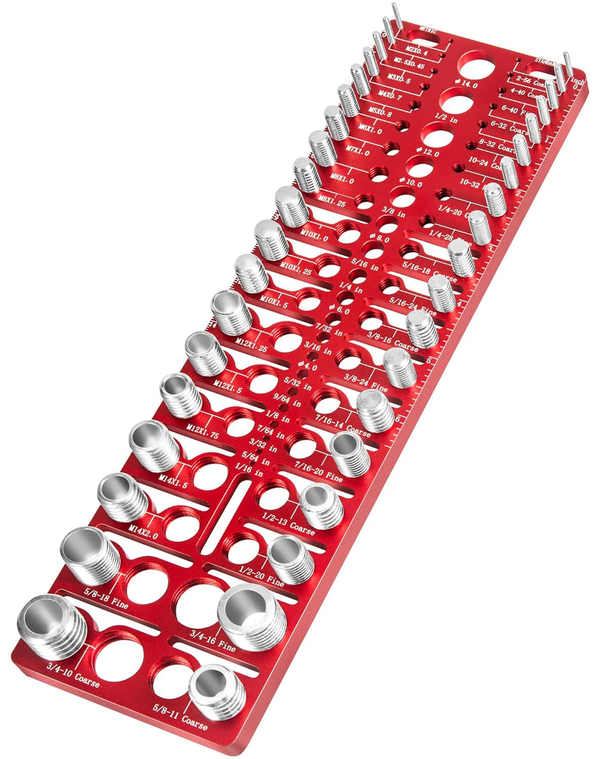 Thread Checker - 55 Nut & Bolt Thread Checker, Bolt Size and Thread Gauge 19 Standard and 17 Metric Sizes & 19 Drill Bit Gauge, Bolts and Nut Identifier Gauge for Easy Verifying Sizing